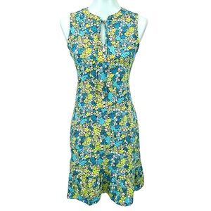 NWT Michael Kors Neon Ditsy Floral Stretch Jersey Ruffle Trim Shift Dress